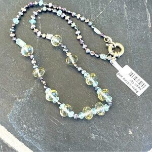One of a kind handmade Citrine Aquamarine and Freshwater Pearl necklace 16”